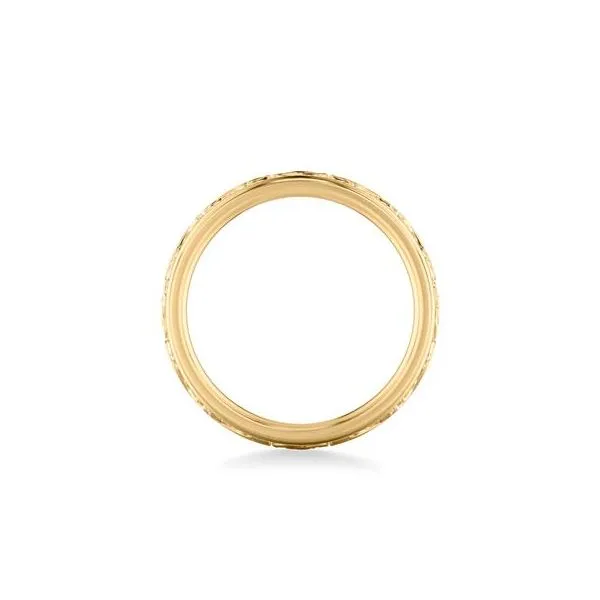 14kt YG and Black Carved Floral Wedding Band