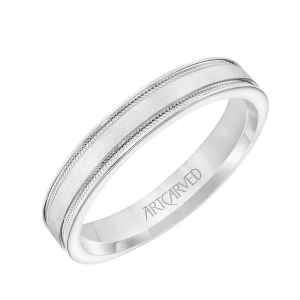 Gent's 4mm polished band with milgrain thumb image 2