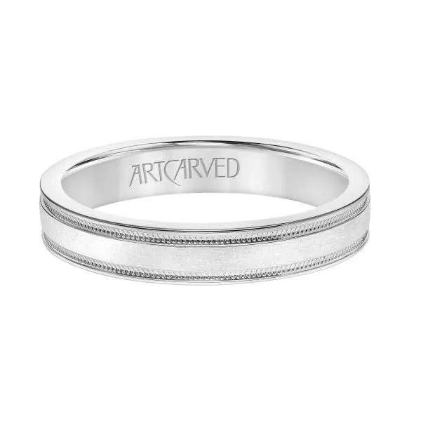 Gent's 4mm polished band with milgrain thumb image 1