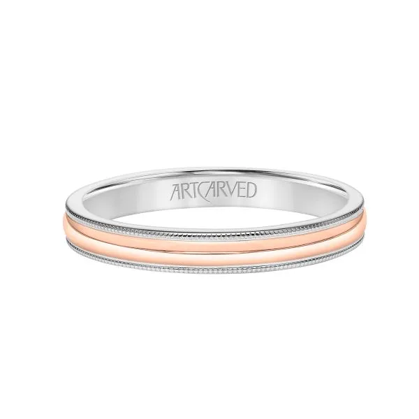 Gents Two Tone Rose and White Gold Band