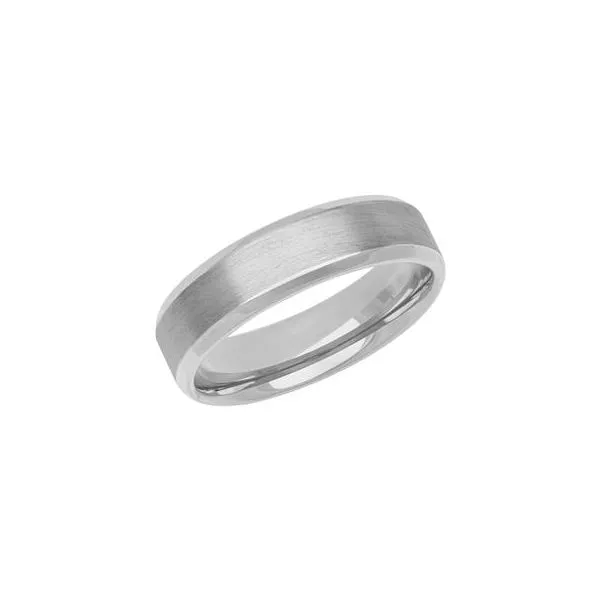 10kt WG Flat Bevel Edge Carved Wedding Band