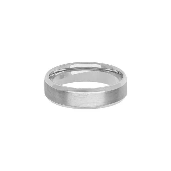 10kt WG Flat Bevel Edge Carved Wedding Band