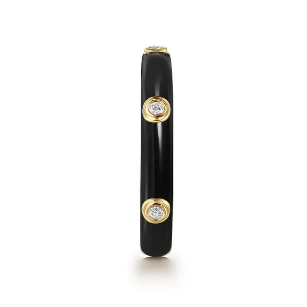 14kt Yellow gold Black Enamel and Diamond Stack Band