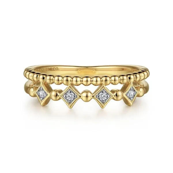 Gabriel 14kt YG Bujukan Stacking Ring with diamonds