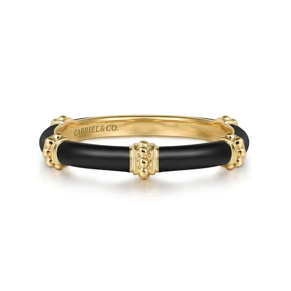 Gabriel 14kt YG Black Enamel Stacking Band
