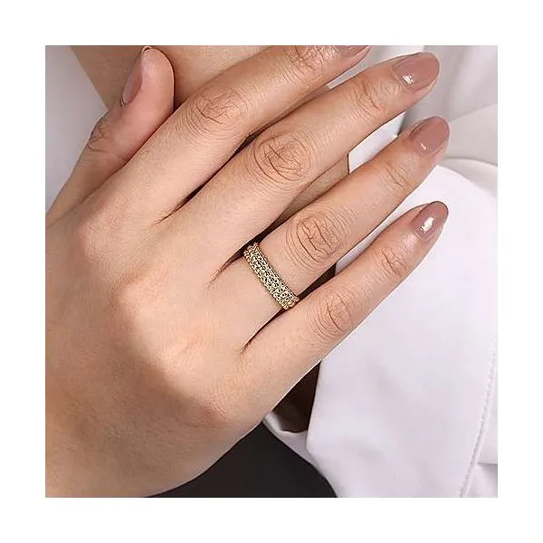 14kt YG 3 Row Band