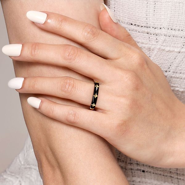 14kt YG Black Enamel Stacking ring Image 3 Carroll's Jewelers Doylestown, PA