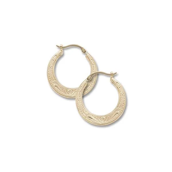 14kt YG Embossed Hoop Earrings Carroll's Jewelers Doylestown, PA