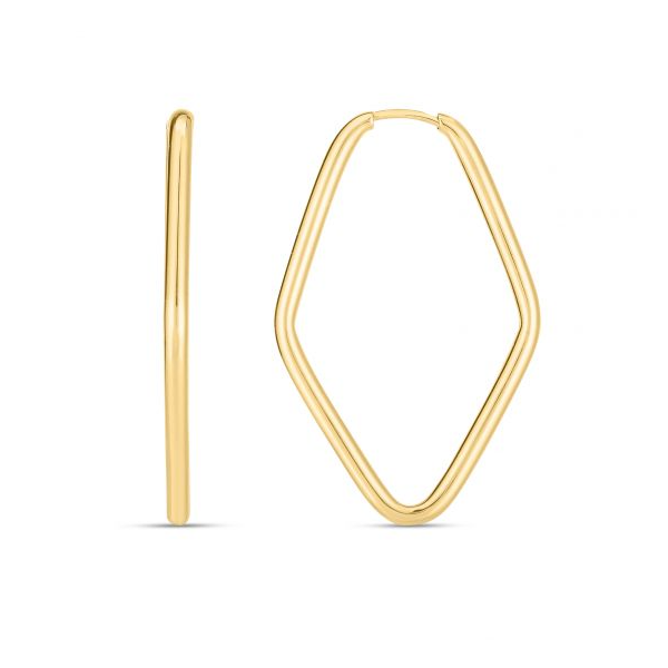 14kt YG marquise shaped hoop earrings Carroll's Jewelers Doylestown, PA