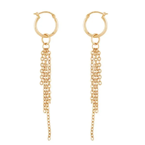 14kt YG small hoop with chain Carroll's Jewelers Doylestown, PA