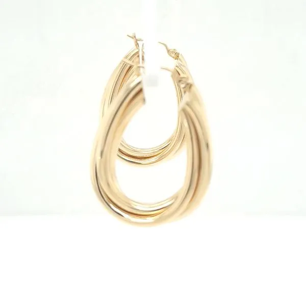 14kt YG  3 row hoops