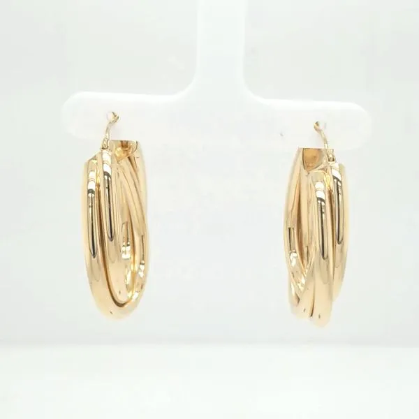 14kt YG  3 row hoops