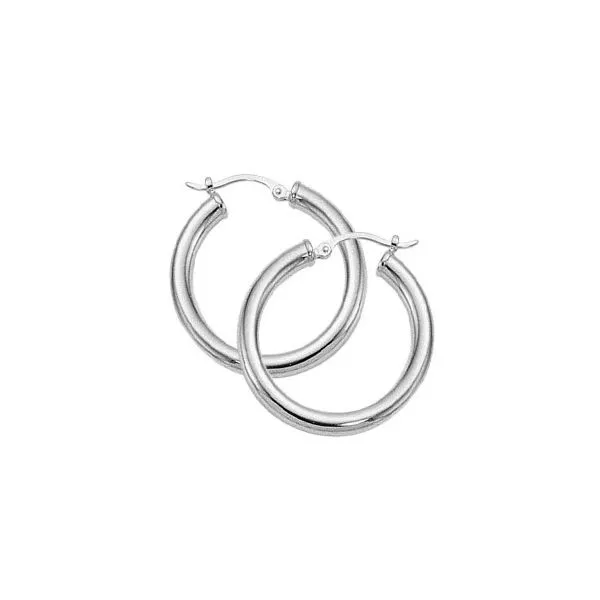 14kt WG 3x25mm Hoop Earrings similar item image