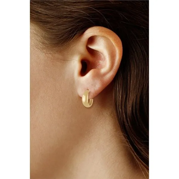 14kt YG small tapered J hoop Earrings