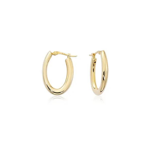 14kt YG Small Oval Tapered Hoops similar item image