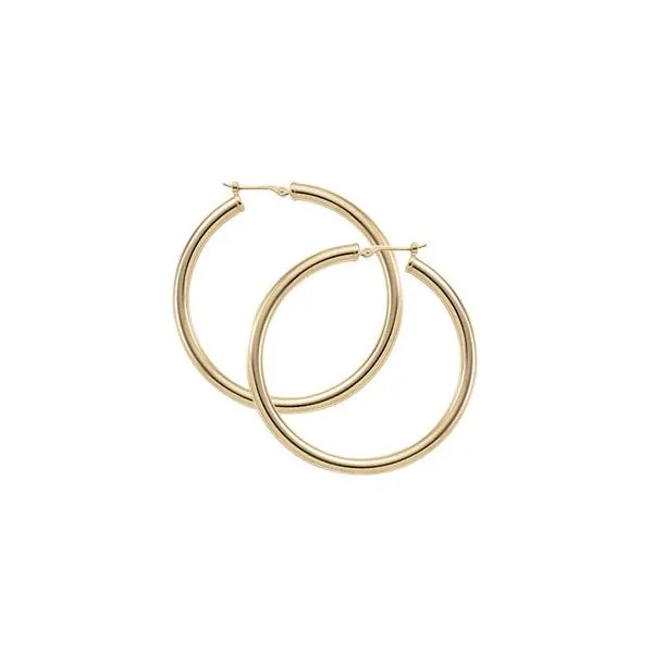 14kt YG large polished hoop earrings