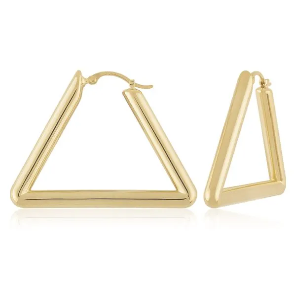 14kt YG Large Triangle Hoops
