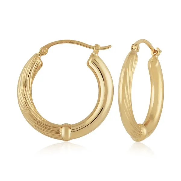 14kt YG plain and twist hoops