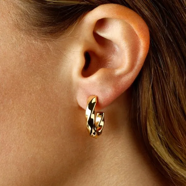 14kt YG Twisted Hoop Earrings