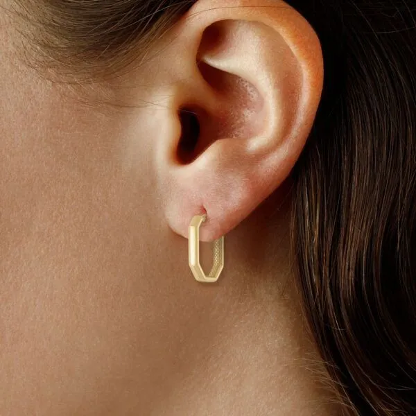 14KT yg narrow Octagon Hoop Earrings