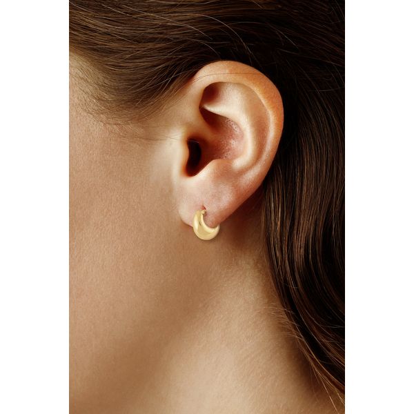 14kt YG Puffed J Hoop Earrings Image 2 Carroll's Jewelers Doylestown, PA