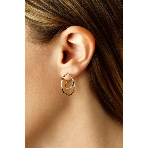 14kt YG Double Hoop Earring Image 2 Carroll's Jewelers Doylestown, PA