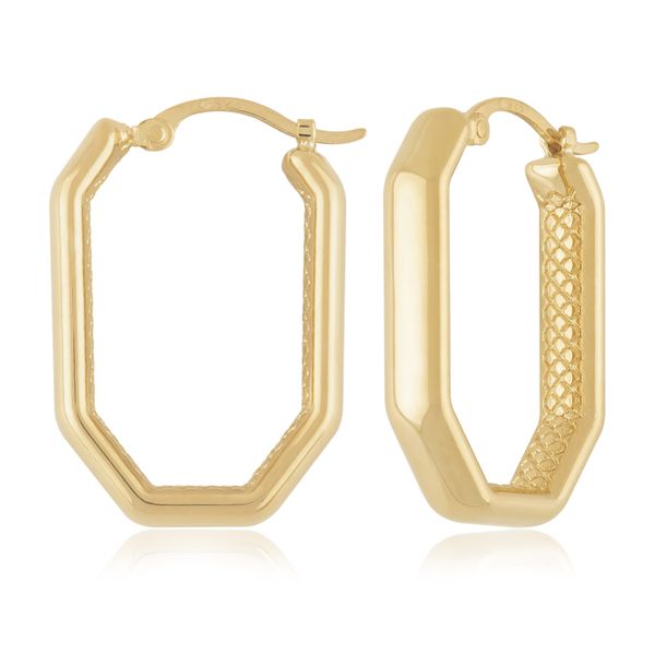 14kt YG Narrow Octogon Hoop Earrings Carroll's Jewelers Doylestown, PA