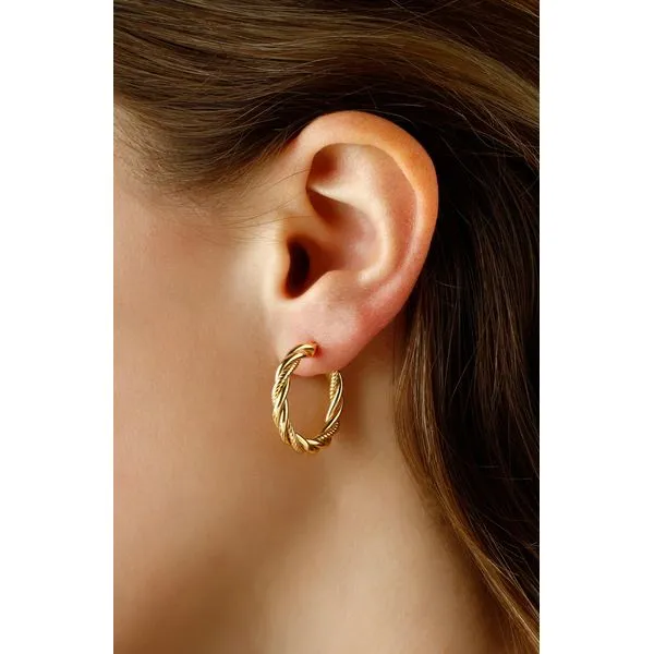 14kt YG Twist Hoop Earrings