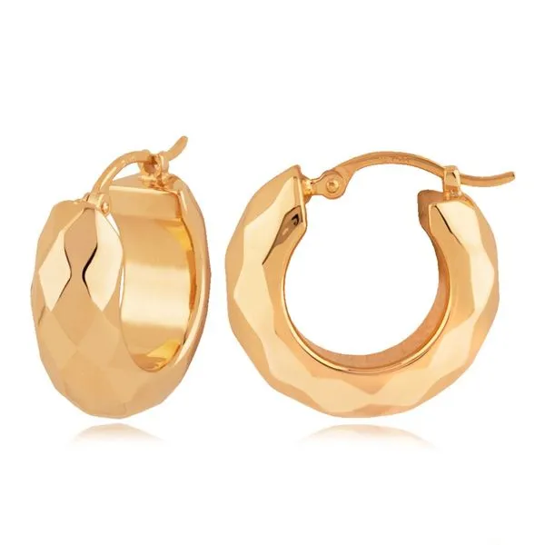 14kt YG Faceted Hoops