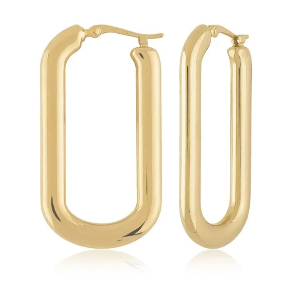 14kt Long Oval Hoop Earrings