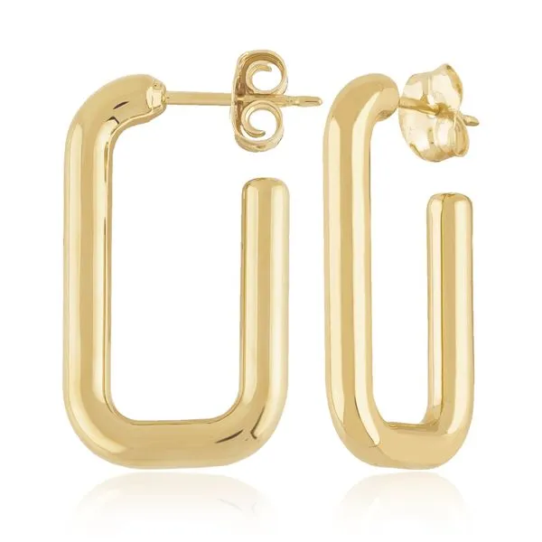 14kt YG Rectangular J Hoop Earrings Carroll's Jewelers Doylestown, PA