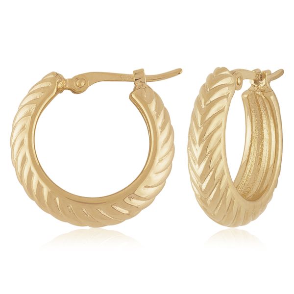 14kt YG Round Chevron Hoops Carroll's Jewelers Doylestown, PA
