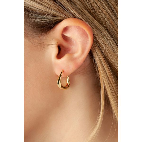 14 Karat Yellow Thin Horshoe Shaped Large Hoop Earrings Image 2 Carroll's Jewelers Doylestown, PA