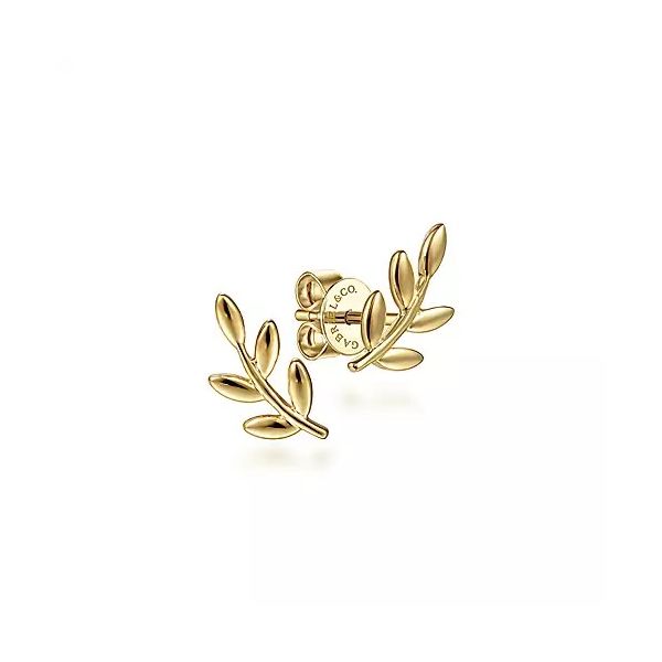 14kt YG Leaf Stud Earrings Carroll's Jewelers Doylestown, PA