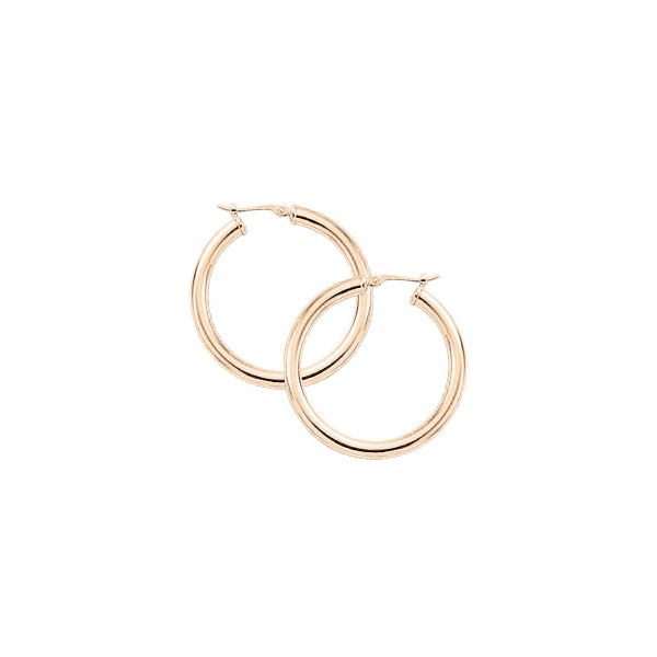 14 Karat Yellow Medium Tube Hoop Earrings 3x30mm Carroll's Jewelers Doylestown, PA