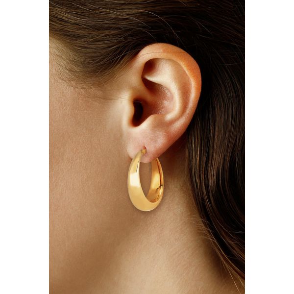 Yellow Gold Large Round Hoop Earrings Image 2 Carroll's Jewelers Doylestown, PA