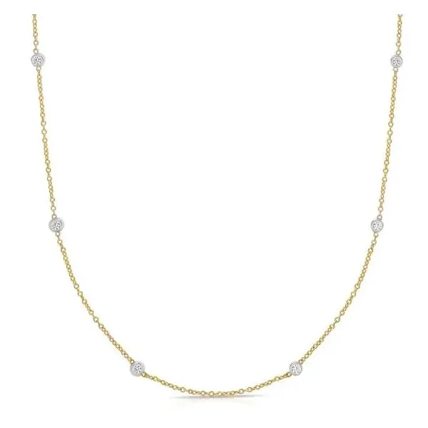 14kt Two Tone Diamond Station Necklace