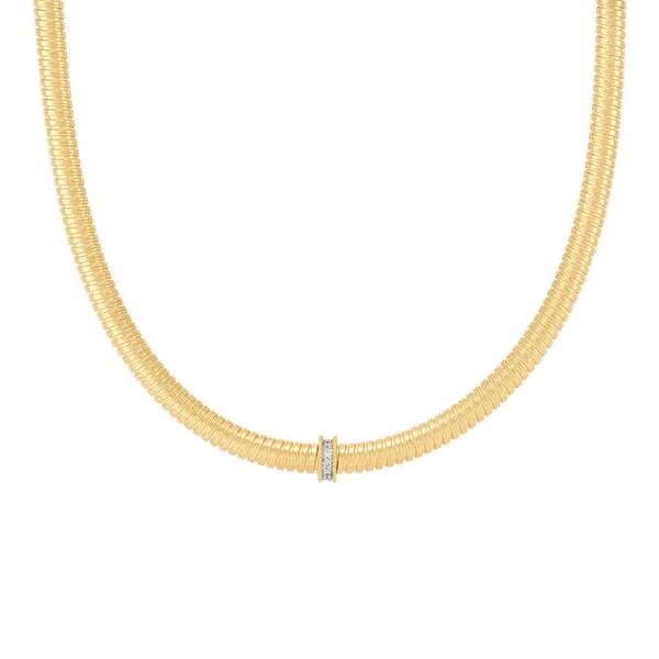 14kt YG Tubogas Chain with Diamonds