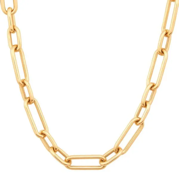 14kt YG Paperclip and Oval link necklace