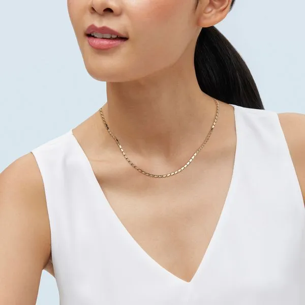 14kt YG Oval Popcorn Chain Necklace
