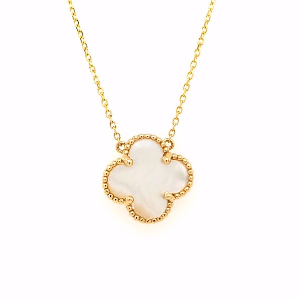 14kt YG Mother of Pearl Clover Necklace Carroll's Jewelers Doylestown, PA