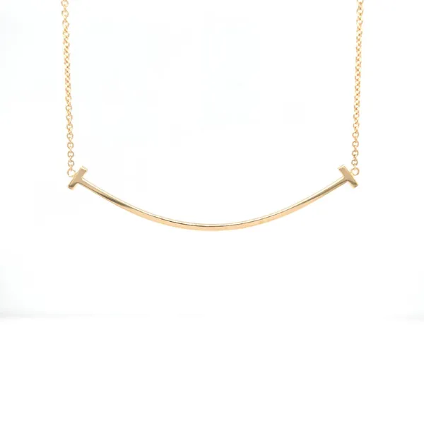14kt YG curved bar necklace