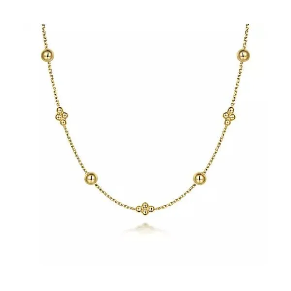 14kt YG Bead Station necklace