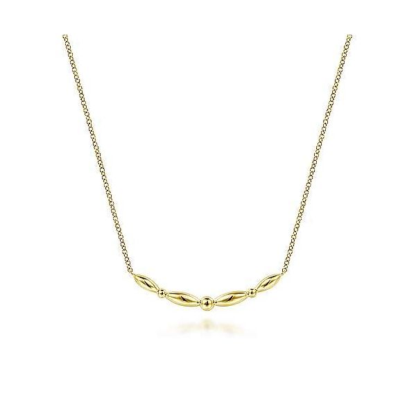 14kt YG Curved Bar Necklace Carroll's Jewelers Doylestown, PA