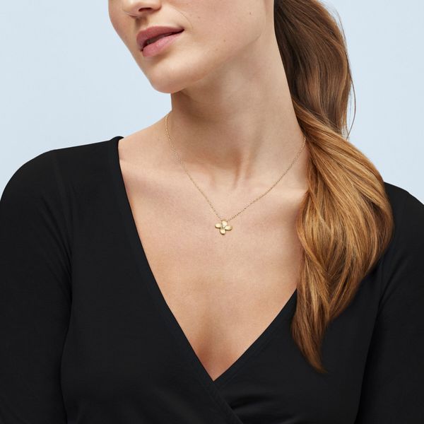14kt YG Flower necklace with diamond Image 3 Carroll's Jewelers Doylestown, PA