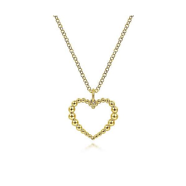 14kt YG Beaded Heart Necklace Carroll's Jewelers Doylestown, PA