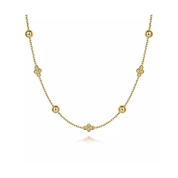14kt YG Bead Station necklace Carroll's Jewelers Doylestown, PA
