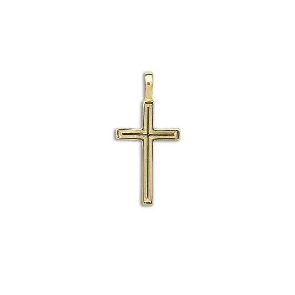 14kt YG Solid Outline Cross Carroll's Jewelers Doylestown, PA