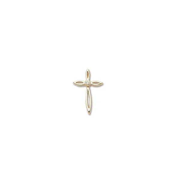 14kt YG solid cross with diamond Carroll's Jewelers Doylestown, PA