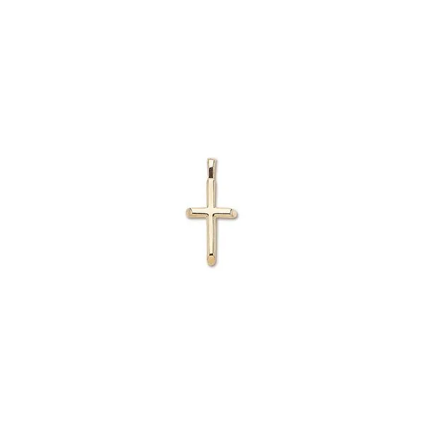 14 Karat Yellow Gold Solid Small Half Round Cross